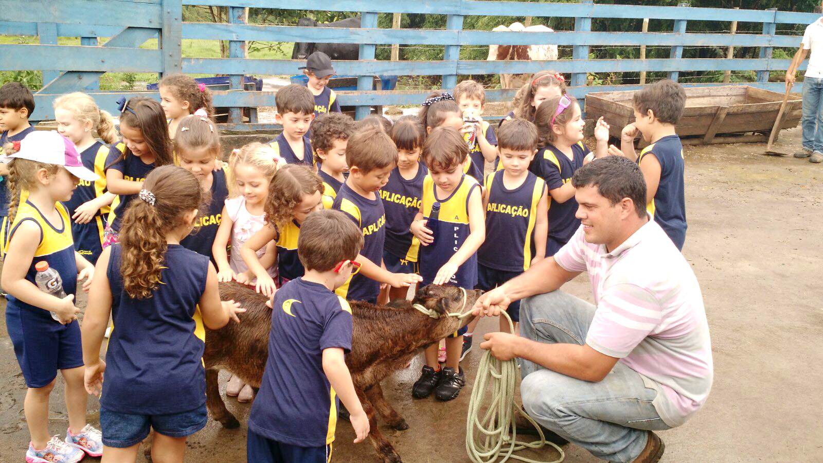 Alunos do Colégio de Aplicação estudam os animais da  Fazenda Laboratório