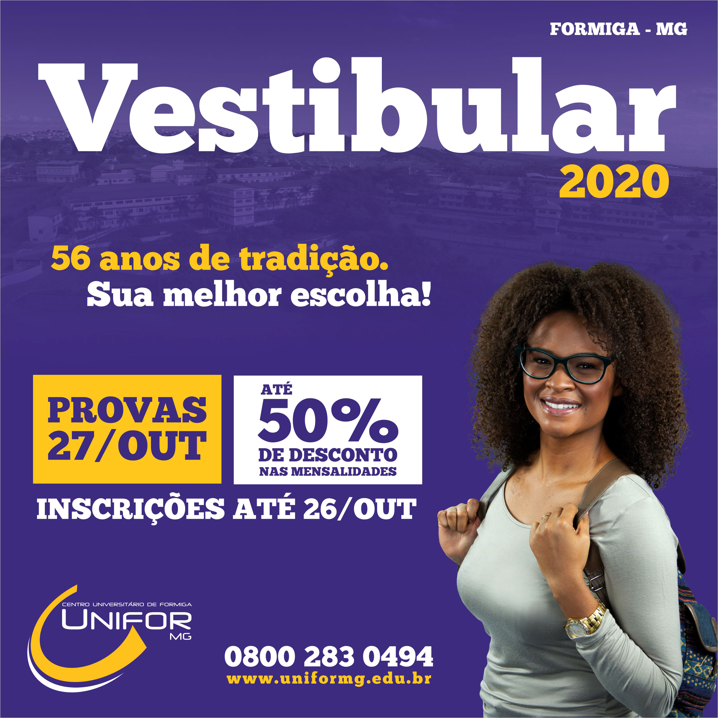 UNIFOR-MG OFERECE BOLSAS E CONVÊNIOS DE ATÉ 50% DE DESCONTO NAS MENSALIDADES