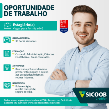 SICOOB CREDIFOR DIVULGA VAGA DE ESTÁGIO NA ÁREA DE ADMINISTRAÇÃO