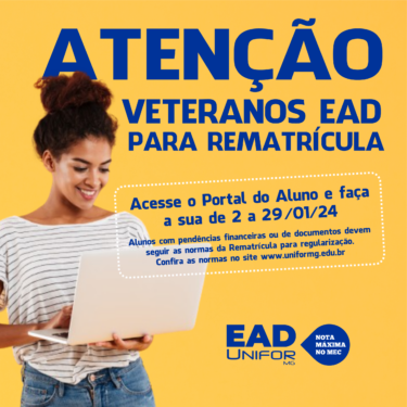 DIVULGADAS AS NORMAS PARA REMATRÍCULA DO PRIMEIRO SEMESTRE DE 2024 – MODALIDADE A DISTÂNCIA