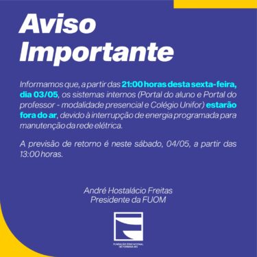 AVISO À COMUNIDADE ACADÊMICA