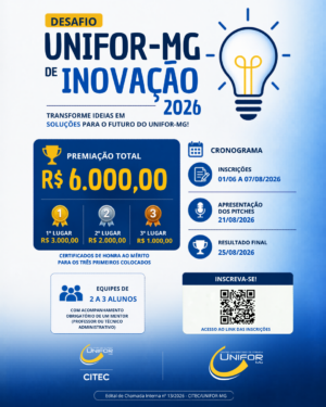 DESAFIO UNIFOR-MG DE INOVAÇÃO ESTÁ COM INSCRIÇÕES ABERTAS
